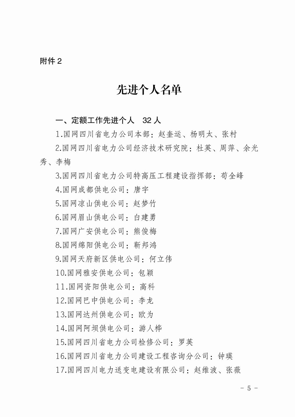 川电定〔2020〕3号（四川电力建设定额站关于表彰 2019年度电力工程造价与定额管理先进单位和先进个人的决定_页面_5.jpg